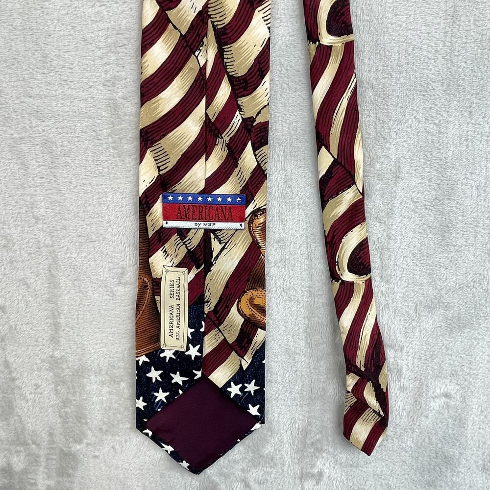 Tango by Max Raab Men's Tie Americana Series All American Baseball 100% Silk - Picture 3 of 7